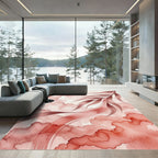 Ethereal Watercolor Blush Leaf Swirl Rug