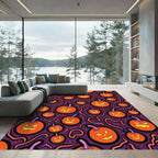 Spooky Orange Jack-o-Lantern Swirls Rug