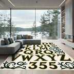 Ornate Emerald Alphabet Scrollwork Rug