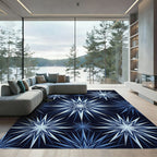Deep Blue Icy Starburst Rug