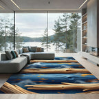 Rustic Blue Wood Grain Horizon Rug