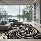Monochromatic Swirl Abstract Ribbon Rug
