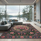 Pink Roses Bouquet Medallion Rug