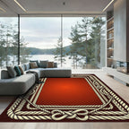 Braided Rope Nautical Border Crimson Rug