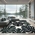 Monstera Dark Green Tropical Foliage Rug