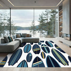 Navy Surfboard Geometric Coastal Illustration Rug