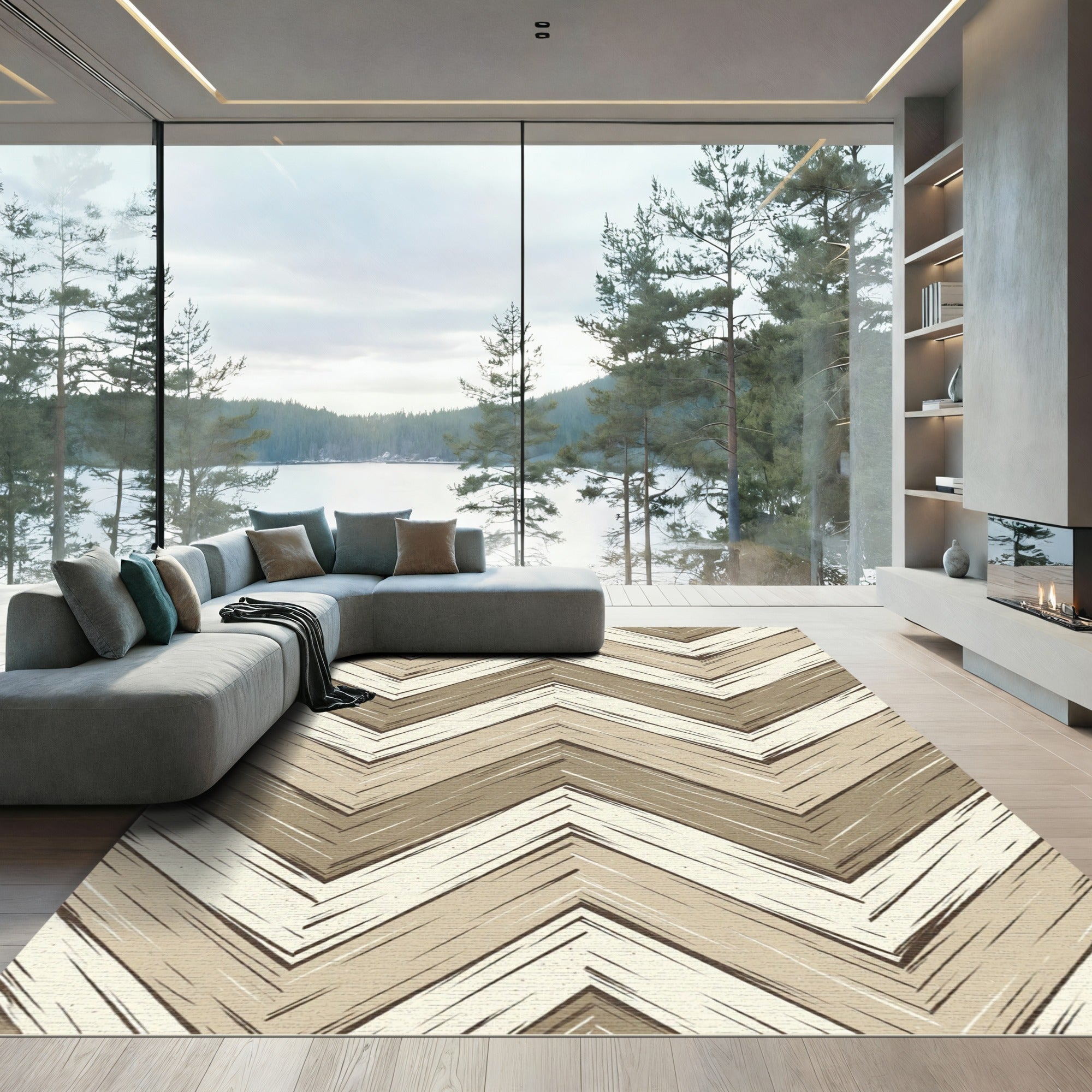 Earthy Tones Textured Chevron Rug