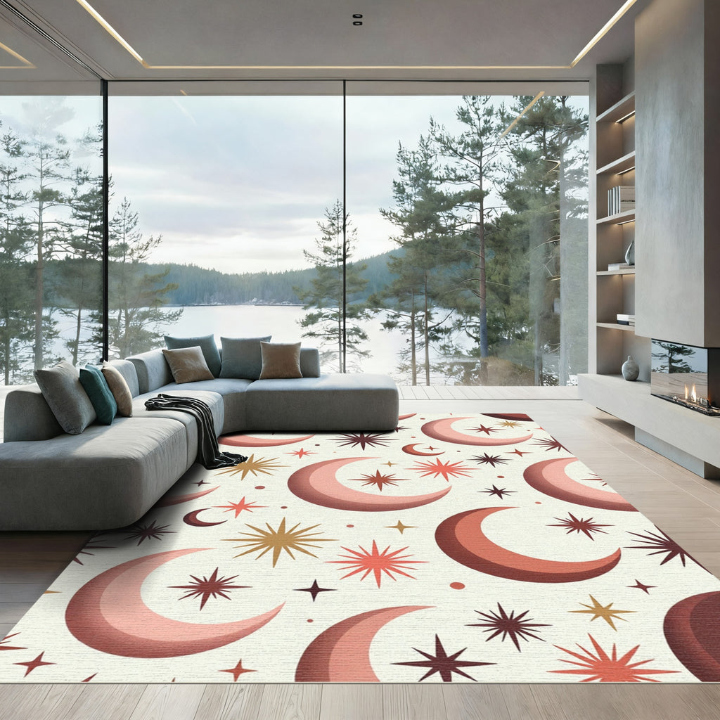 Retro Celestial Moon Star Ensemble Rug
