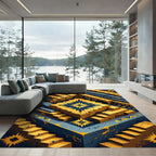 Bold Yellow Geometric Stair Abstract Rug