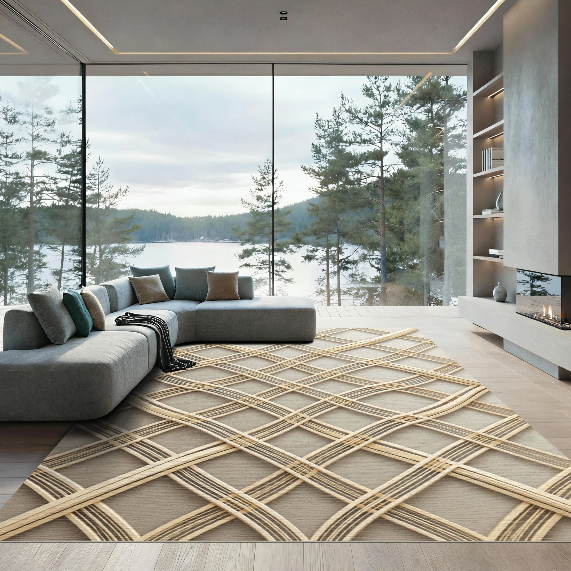 Natural Woven Lattice Arch Rug
