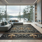 Ornate Gold and Silver Acanthus Scroll Rug