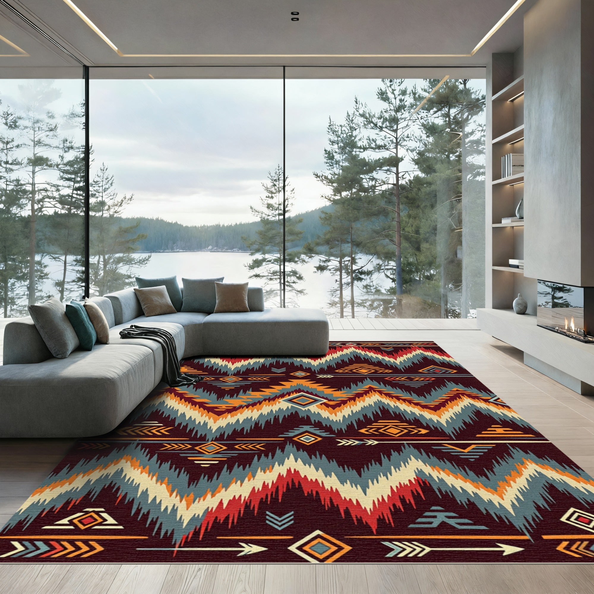 Bold Tribal Chevron Abstract Rug
