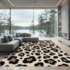 Black Tan Leopard Spot Rug