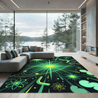 Vibrant Green Atomic Burst Abstract Rug