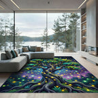 Enchanted Luminous Tree with Glowing Fireflies Rug