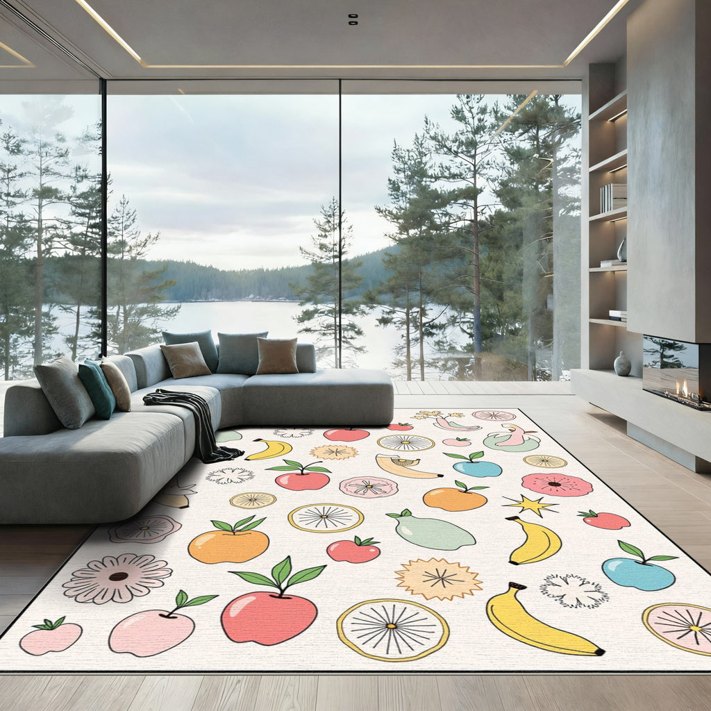 Whimsical Fruit Slice Flower Collage Rug