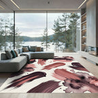 Abstract Mauve and Plum Brushstrokes Rug