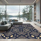Navajo Blue Geometric Diamond Medallion Rug