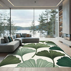 Botanical Ginkgo Leaf Forest Green Rug