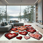 Distressed Crimson Heart Collage Rug