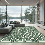 Sage Green Geometric Interlocking Maze Rug