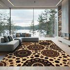 Earthy Brown Mandala Dot Rug