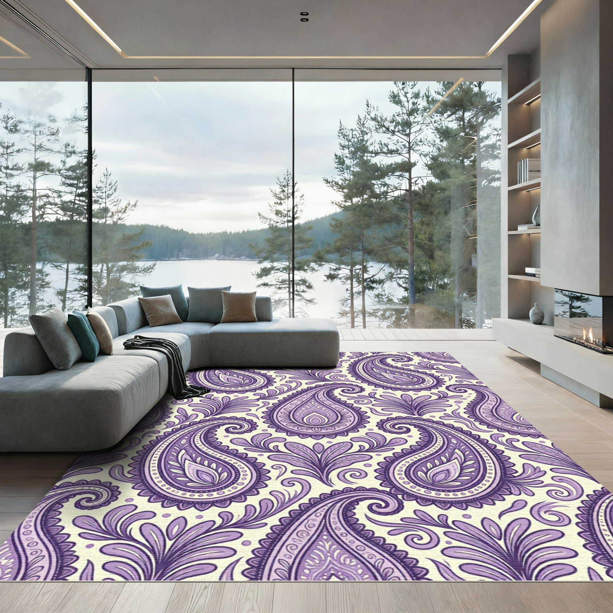 Lavender Paisley With Subtle Swirls Ornament Rug