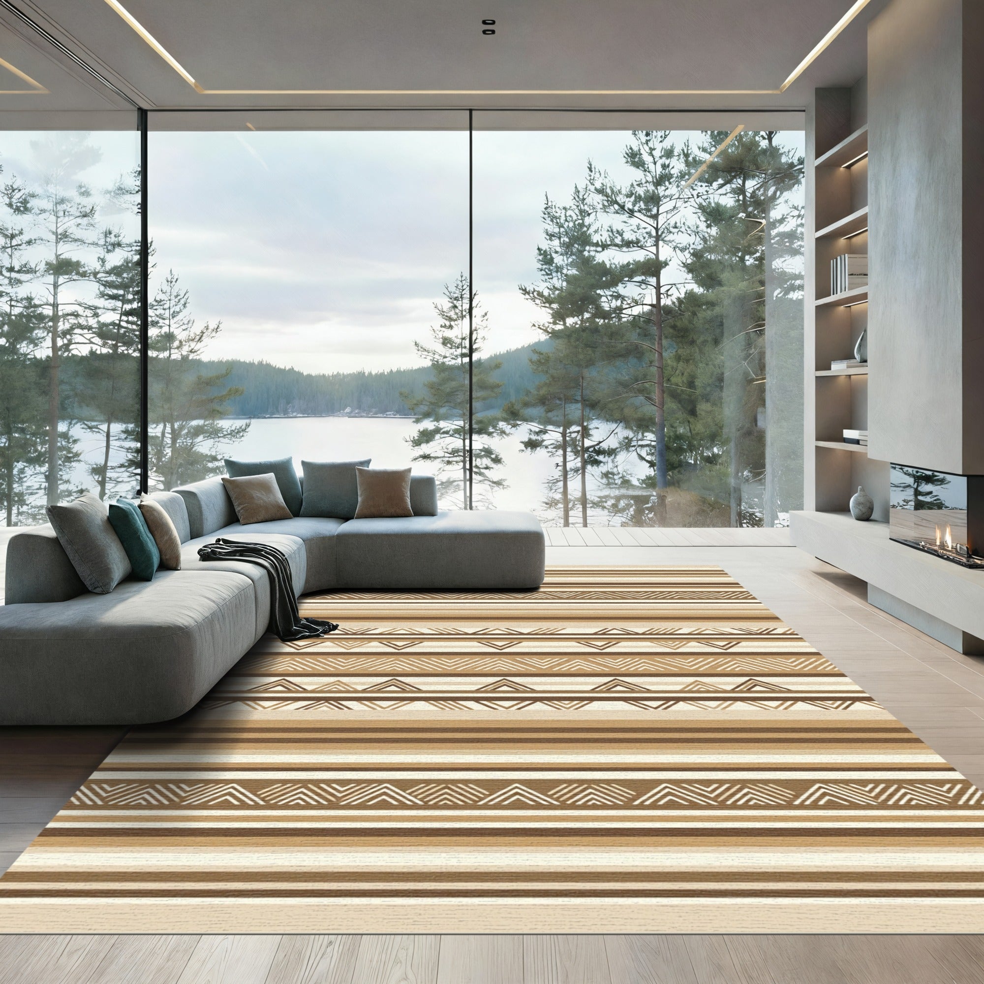 Earthy Horizontal Zigzag Stripes Rug