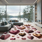 Metallic Rose Gold Heart Shower Rug
