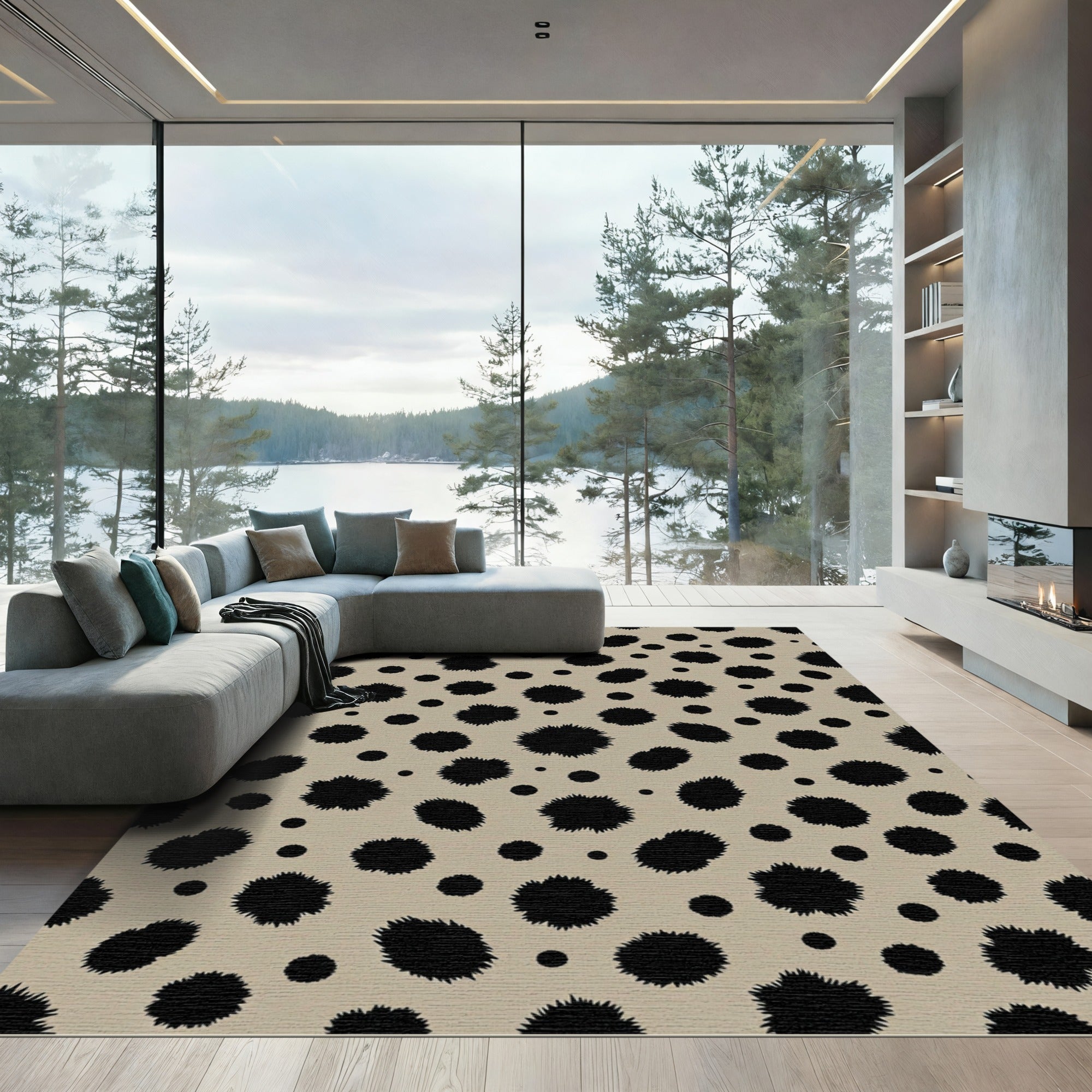 Tawny Black Spotty Spot Rug