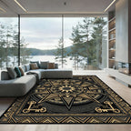Golden Celestial Geometric Star Key Rug
