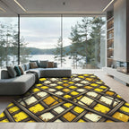 Golden Lattice Woven Citrine Geometric Rug