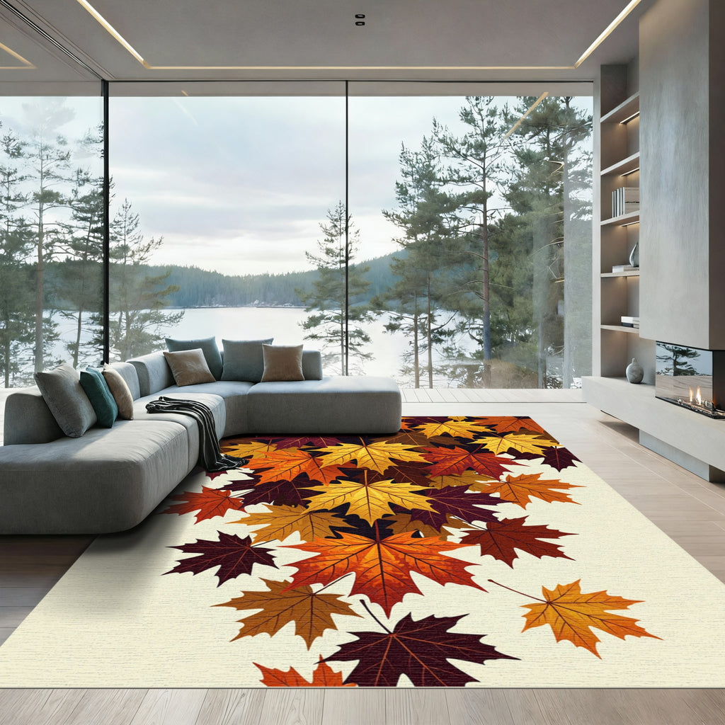 Vibrant Autumnal Maple Leaf Cascade Rug