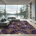 Regal Purple Gold Fan Medallions Rug