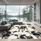 Whimsical Black and White Dairy Cow Rug