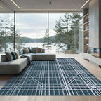 Muted Teal Geometric Lattice Rug