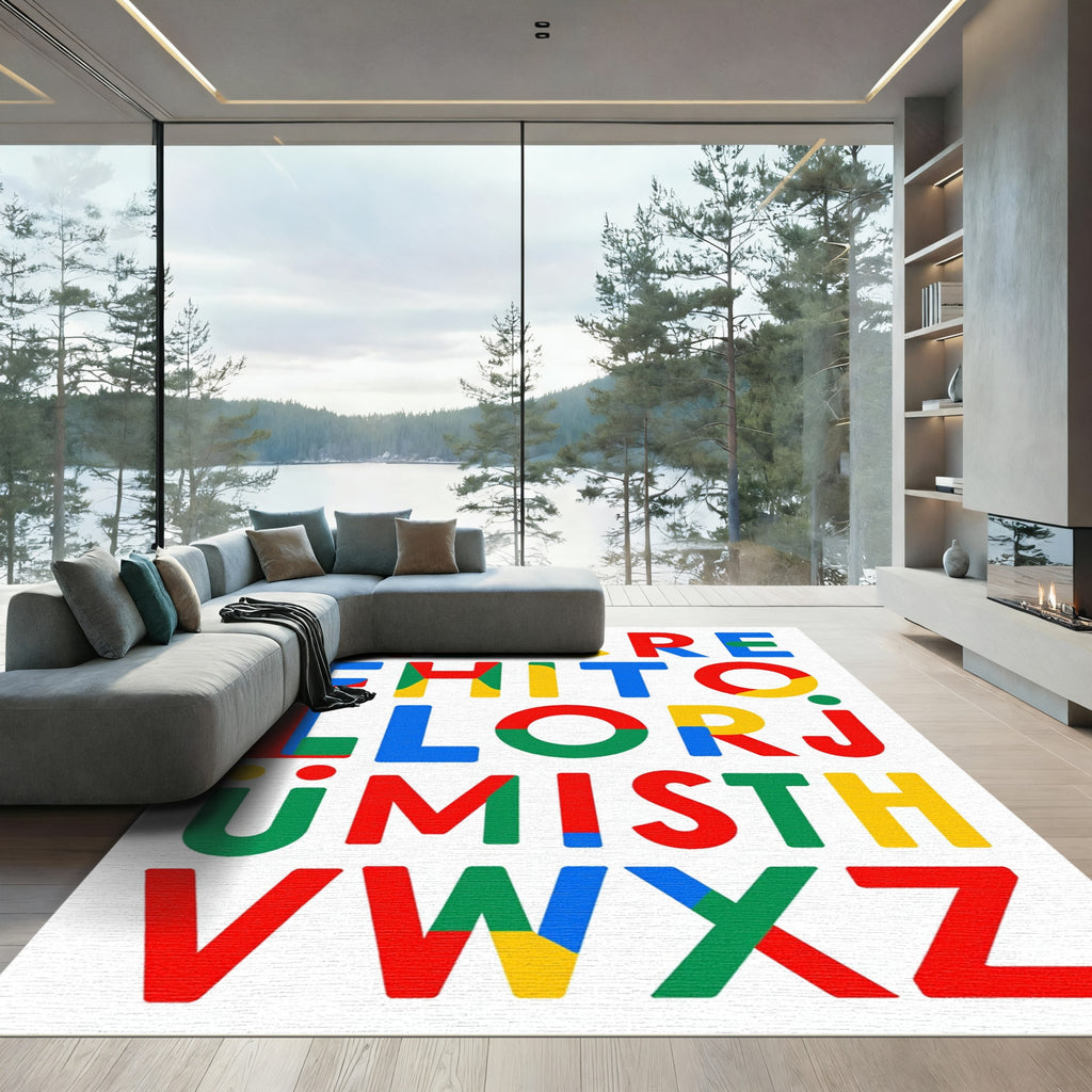 Bold Primary Color Alphabet Blocks Rug
