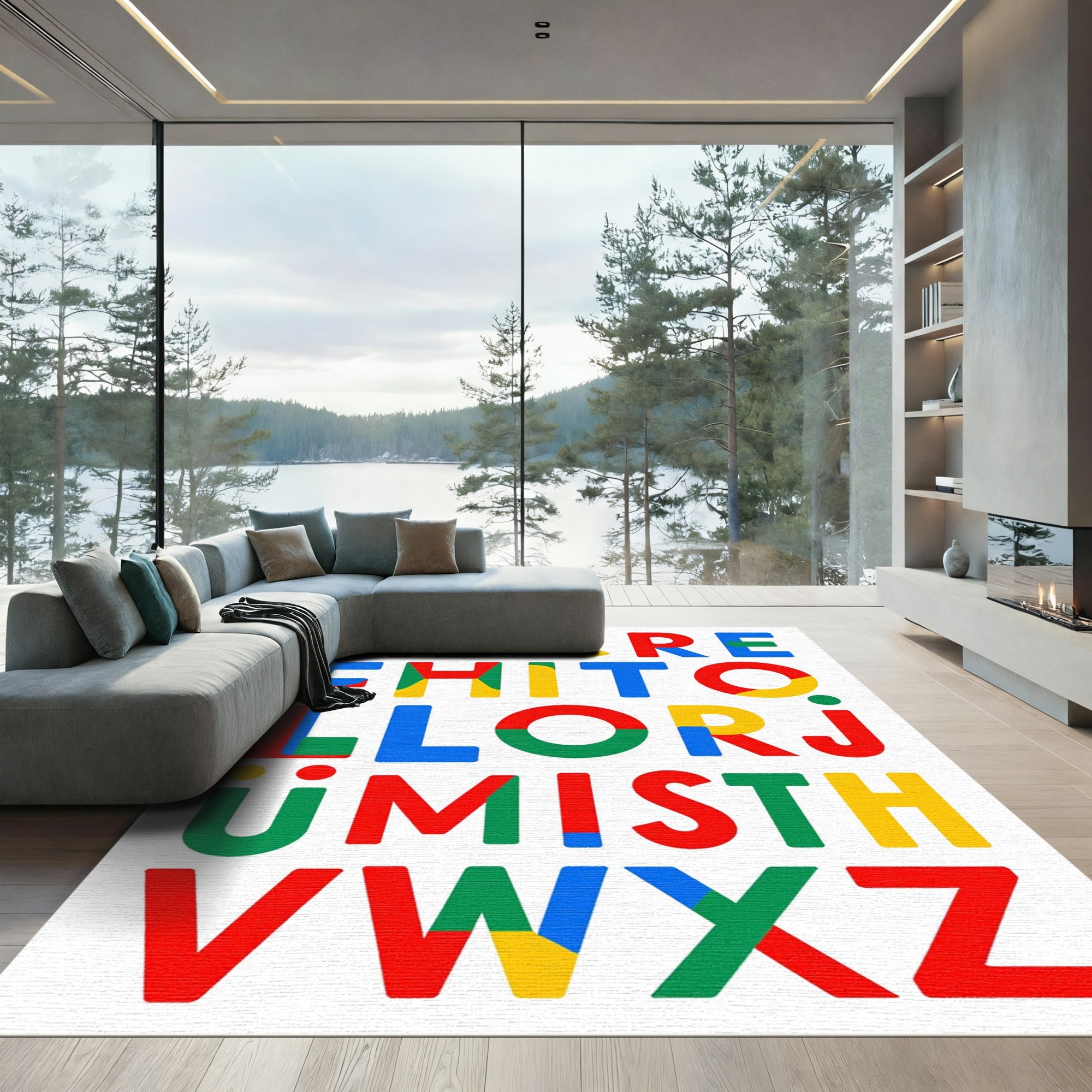 Bold Primary Color Alphabet Blocks Rug