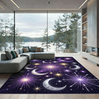 Celestial Ethereal Purple Moon Starry Night Rug