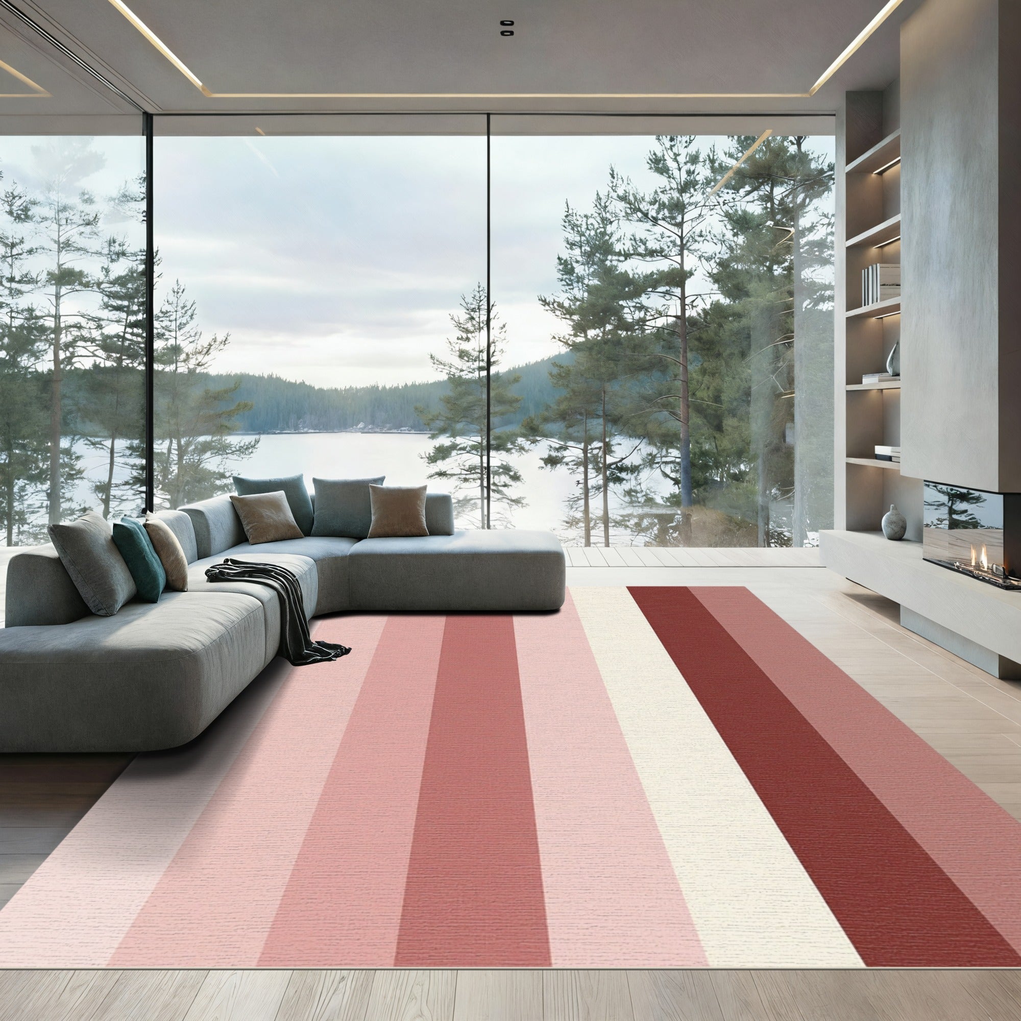 Pink Graduated Stripe Rug