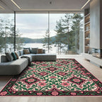 Pink Floral Vine Lattice Rug