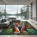 Vibrant Tiger Tropical Jungle Foliage Rug