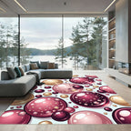 Modern Rose Gold and Burgundy Bubbles Rug