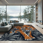 Majestic Orange Tiger Amid Jungle Foliage Rug