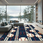 Classic Navy Baseball Stripe Rug