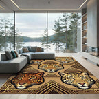 Geometric Leopard Head Aztec Gold Accent Rug