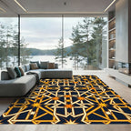Golden Geometric Celestial Star Lattice Rug