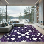 Deep Violet Ornate Geometric Floral Rug