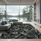 Monochromatic Tropical Banana Leaf Harmony Rug