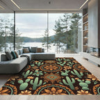 Southwestern Desert Cactus Bloom Earthy Rug